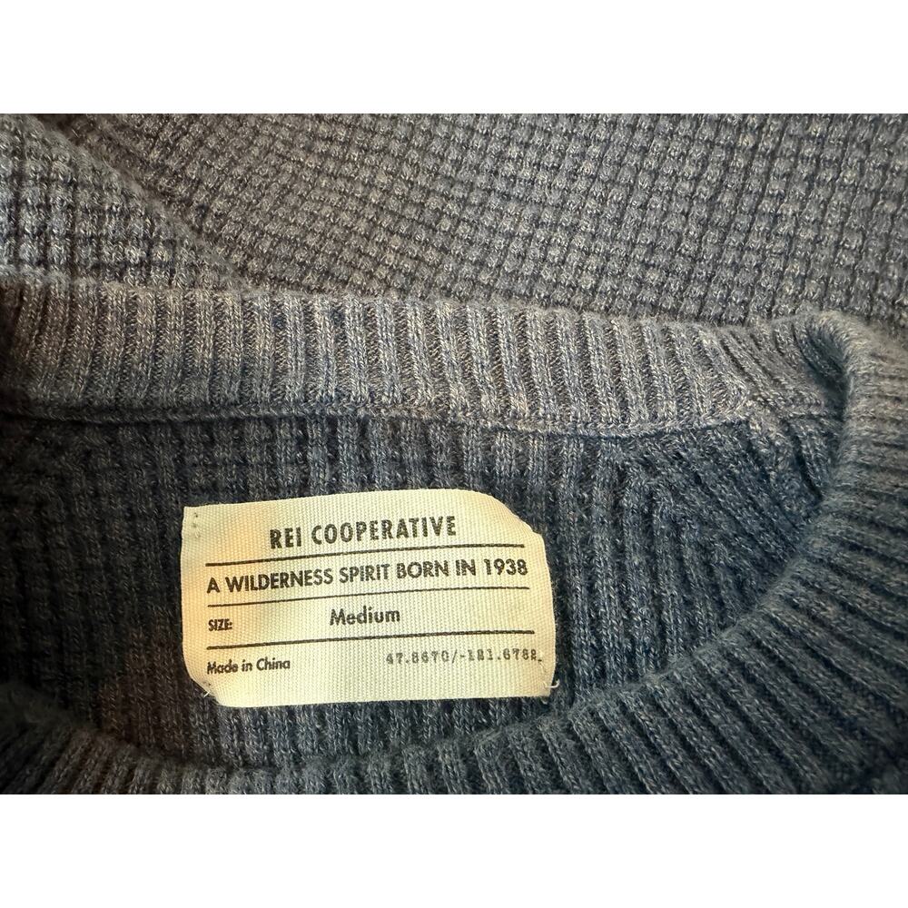 REI Co Op Waffle Knit Sweater Women's Medium Blue Crewneck Long Sleeve Outdoor - Picture 4 of 5